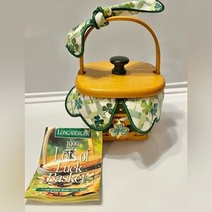 Longaberger 1999 Lots of Luck Basket w/Liner,Charm, Protector,Lid & Product Card